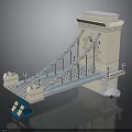 Lego Suspension Bridge Model With White Tower Blue Deck Suspension Cables And Lion Statues