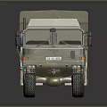 Olive Green Military Truck With Canvas Covered Cargo Bed And Multi Wheel Design