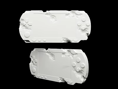 Pair of White Broken 3D Gaming Controllers with Cracked Surface for Entertainment Electronics 3d model