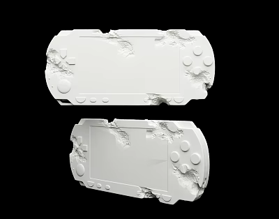Pair of White Broken 3D Gaming Controllers with Cracked Surface for Entertainment Electronics 3d model