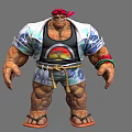 Game Movie Character Muscular With Rock Like Skin Red Bandana Tank Top And Flip Flops