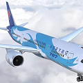 China Southern Airlines Passenger Aircraft With Blue White Livery And Patterns Flying In Clouds