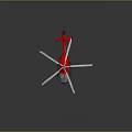 Red Helicopter Model With Rotors And Detailed Design On Dark Background