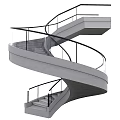 Modern Spiral Staircase Design With Concrete Structure And Glass Metal Railings