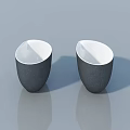 Two Modern Gray Cups With White Interior On Reflective Gray Surface