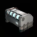 Industrial Equipment Metal Container With Orange Piping White Strips And Metal Latches