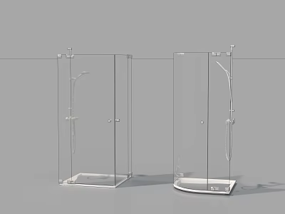 Modern Shower Head in Glass Enclosure with Sleek Design and Transparent Panel 3d model
