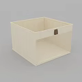 Beige Fabric Storage Basket With Square Design And Brown Label For Home Organizing