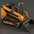 Yellow Tracked Skid Steer Loader With Front Bucket And Safety Cab Design
