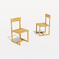 Two Simple Design Wooden Single Chairs With Light Wood Color Backrest And Four Legs