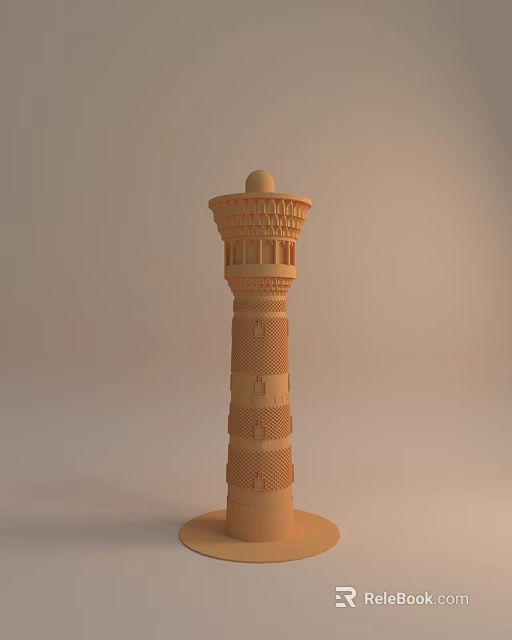 Sand Colored Model Tower Featuring Dome Top And Layered Ornamental Design 3d model