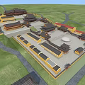Ancient Architecture Complex Featuring Traditional Buildings Courtyard Central Square And Ancient-style Roofs