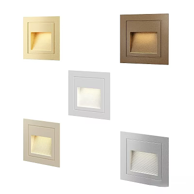 Modern Square Wall Sconces In Beige Brown White Colors With Grille Design For Interior Lighting 3d model
