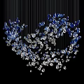 Modern Hanging Chandelier With Blue And Transparent Crystal Glass Beads Decoration