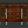 Classic Antique Wooden Cabinet With Marble Top Drawers Carved Details And White Legs