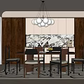 Middle Ancient Dining Table Chandelier Dining Chair Sideboard 3d model
