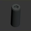 Gray Cylindrical Metal Component With Hexagonal Socket And Smooth Solid Surface