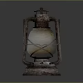 Vintage Rustic Kerosene Lamp With Glass Shade Metal Frame And Rustic Base
