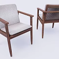 Modern Minimalist Dining Chairs With Gray Upholstered Seat And Woven Backrest Wooden Frame