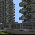 Multiple High Rise Residential Buildings in Green Environment With Surrounding Roads and Plaza