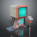 Retro Sci Fi Monitoring Console With Green Waveform Screen And Control Panel 3d model