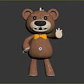 Cute Brown Teddy Bear Doll Wearing Yellow Bow Tie And Waving Hand