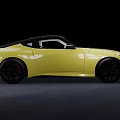 Yellow Sports Coupe Car With Sleek Design Black Roof And Black Wheels