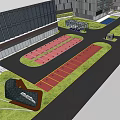 Modern Office Building Complex With Low Rise High Rise Structures Green Spaces And Parking