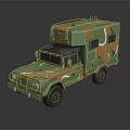 Military Off Road Vehicle with Camouflage Paint And Roof Mounted Equipment
