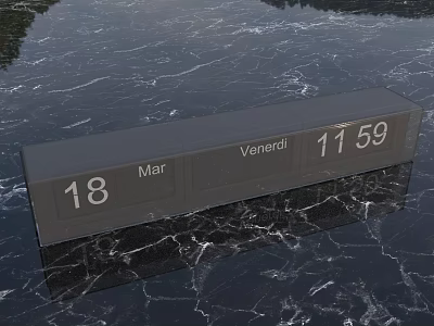 Digital Clock Showing Date 18 Mar Venerd and Time 1159 on Marble Textured Surface 3d model
