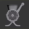 Manual Meat Grinder With Red Handle Metal Body Funnel Shaped Hopper And Grinding Plate