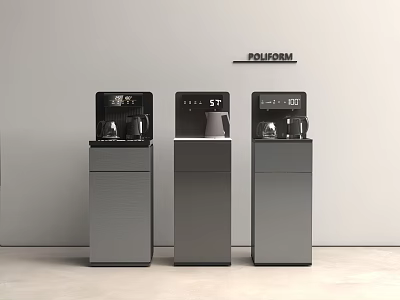 Poliform Modern Kitchen Appliances With Grey Cabinets And Digital Displays 3d model