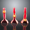 Red Tubular Household Items With Yellow Spheres And Stand Design For Daily Use