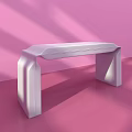 White Modern Table In Pink Room With Minimalist Design And Sleek Structure