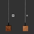 Modern Indoor Lighting Combination with Slim Lamps Wooden Base and Black Wall Fixtures