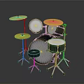 Stylish Black Drum Set With Yellow Cymbals White Heads And Stool