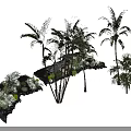Tropical Palm Trees And Various Green Plants In Garden Landscape Design