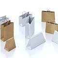 Stylish Home Decor Ornament Set With Paper Craft White Brown Various Shapes
