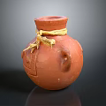 Traditional Terracotta Vase With Brown Ceramic Body Twine Decoration And Handles