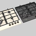 Modern Kitchen Gas Cooktops with Multiple Burners White and Black Surface Designs