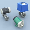Industrial Equipment Including Pumps Valves Black Blue Green With Metal Connections