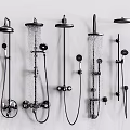 Various Shower System Designs With Rainfall Heads Handheld Sprayers And Control Knobs 3d model