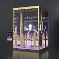 Chanel Jewelry Window Display With Gold Frame Purple Lighting Necklaces And Rings