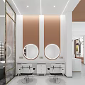 Modern Beauty Salon Interior With White And Beige Decor Barber Chairs And Mirrors