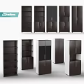 Goneens Modern Table Chair Set With Dark Brown White Storage Cabinets And Glass Doors