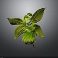 Cute Small Green Leaf Winged Creature With Floral Body And Delicate Features 3d model