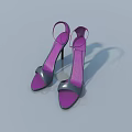 Purple Open Toe High Heels With Stiletto Heel And Gray Accents On Light Gray Background