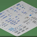 Industrial Factory Complex Layout With Workshops Warehouses And Blue Grey Roof Structures