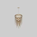 Modern Ceiling Light With Transparent Hanging Fringe And Metal Chain Warm Glow