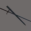 Two Crossed Medieval Swords With Sharp Metal Blades Red Wrapped Handles And Golden Decorative Accents